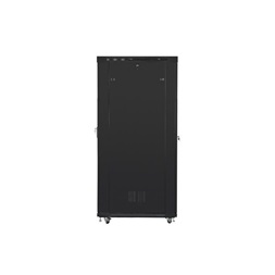 Lanberg FF01-8242-12BL 19" 42U SZÉL:800mm MÉLY:1200mm MAG:2097mm lapraszerelt LCD üvegajtós fekete rack szekrény