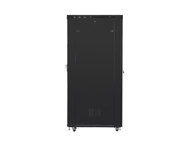 Lanberg FF01-8242-12BL 19" 42U SZÉL:800mm MÉLY:1200mm MAG:2097mm lapraszerelt LCD üvegajtós fekete rack szekrény