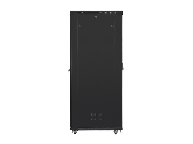 Lanberg FF01-8247-12BL 19" 47U SZÉL:800mm MÉLY:1200mm MAG:2350mm lapraszerelt LCD üvegajtós fekete rack szekrény