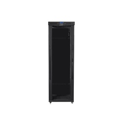 Lanberg FF01-8247-12BL 19" 47U SZÉL:800mm MÉLY:1200mm MAG:2350mm lapraszerelt LCD üvegajtós fekete rack szekrény
