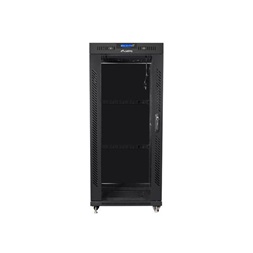 Lanberg FF01-8822-12BL 19" 22U SZÉL:800mm MÉLY:1000mm MAG:1239mm lapraszerelt LCD üvegajtós fekete rack szekrény