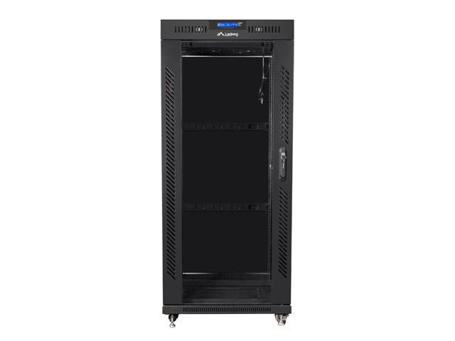 Lanberg FF01-8822-12BL 19" 22U SZÉL:800mm MÉLY:1000mm MAG:1239mm lapraszerelt LCD üvegajtós fekete rack szekrény