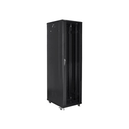 Lanberg FF01-8837-12B 19" 37U SZÉL:800mm MÉLY:800mm MAG:1826mm lapraszerelt üvegajtós fekete rack szekrény
