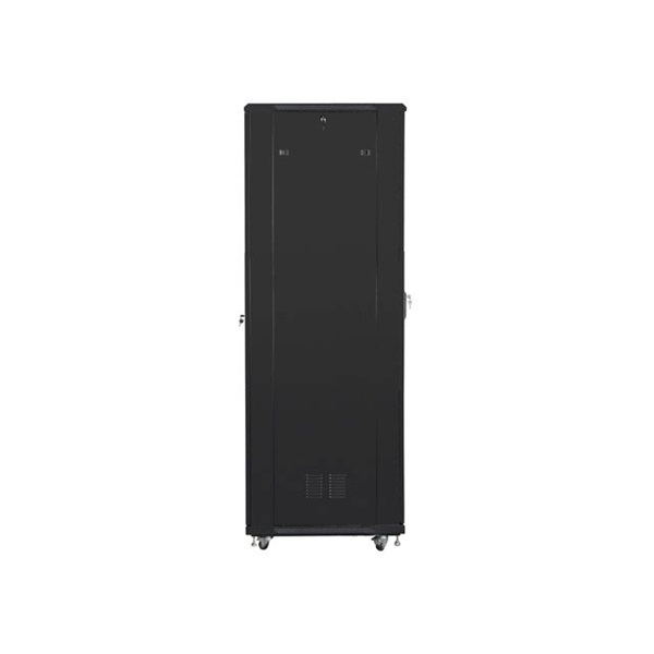 Lanberg FF01-8837-12B 19" 37U SZÉL:800mm MÉLY:800mm MAG:1826mm lapraszerelt üvegajtós fekete rack szekrény