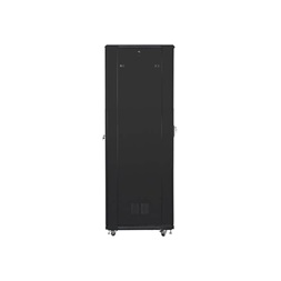 Lanberg FF01-8837-12B 19" 37U SZÉL:800mm MÉLY:800mm MAG:1826mm lapraszerelt üvegajtós fekete rack szekrény