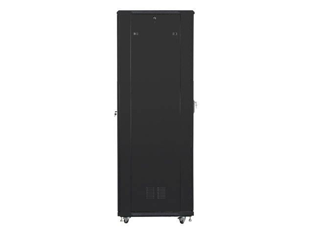 Lanberg FF01-8837-12B 19" 37U SZÉL:800mm MÉLY:800mm MAG:1826mm lapraszerelt üvegajtós fekete rack szekrény
