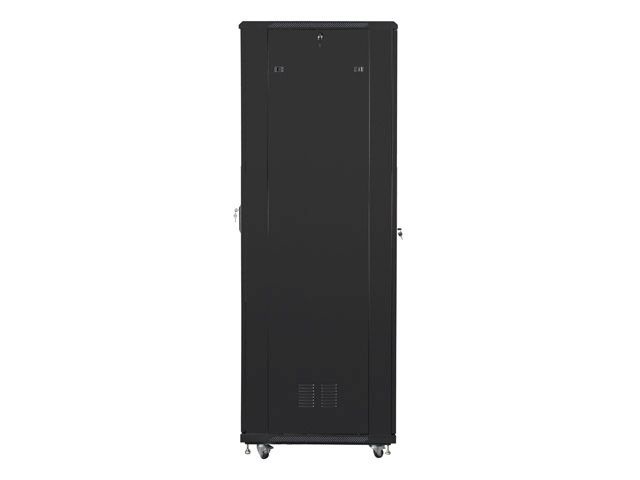 Lanberg FF01-8837-12B 19" 37U SZÉL:800mm MÉLY:800mm MAG:1826mm lapraszerelt üvegajtós fekete rack szekrény
