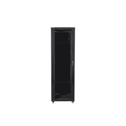 Lanberg FF01-8842-12B 19" 42U SZÉL:800mm MÉLY:800mm MAG:2047mm lapraszerelt üvegajtós fekete rack szekrény