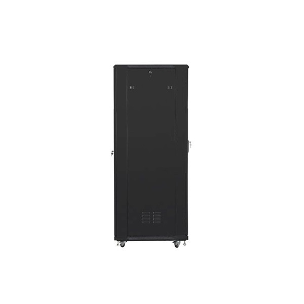 Lanberg FF01-8842-12B 19" 42U SZÉL:800mm MÉLY:800mm MAG:2047mm lapraszerelt üvegajtós fekete rack szekrény