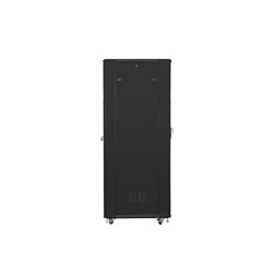 Lanberg FF01-8842-12B 19" 42U SZÉL:800mm MÉLY:800mm MAG:2047mm lapraszerelt üvegajtós fekete rack szekrény