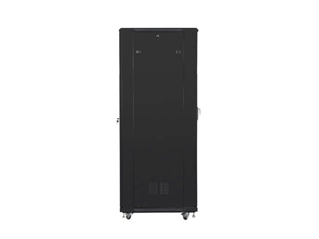 Lanberg FF01-8842-12B 19" 42U SZÉL:800mm MÉLY:800mm MAG:2047mm lapraszerelt üvegajtós fekete rack szekrény