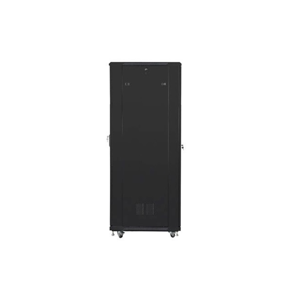 Lanberg FF01-8842-12B 19" 42U SZÉL:800mm MÉLY:800mm MAG:2047mm lapraszerelt üvegajtós fekete rack szekrény