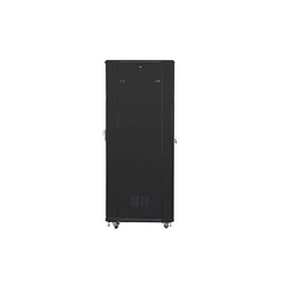 Lanberg FF01-8842-12B 19" 42U SZÉL:800mm MÉLY:800mm MAG:2047mm lapraszerelt üvegajtós fekete rack szekrény