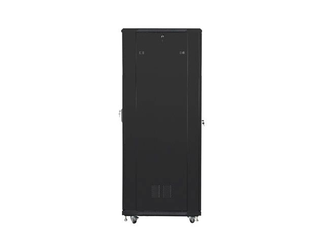 Lanberg FF01-8842-12B 19" 42U SZÉL:800mm MÉLY:800mm MAG:2047mm lapraszerelt üvegajtós fekete rack szekrény