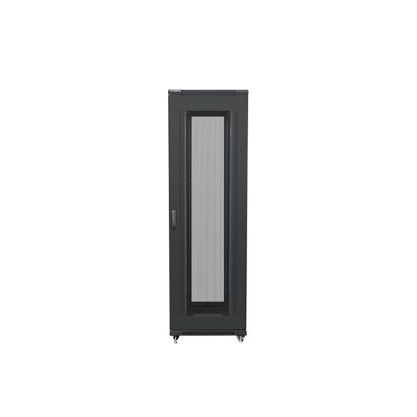 Lanberg FF01-8842-23B 19" 42U SZÉL:800mm MÉLY:800mm MAG:2047mm lapraszerelt hálós fémajtós fekete rack szekrény