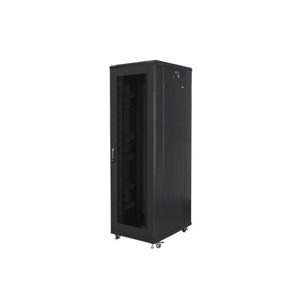 Lanberg FF01-8842-23B 19" 42U SZÉL:800mm MÉLY:800mm MAG:2047mm lapraszerelt hálós fémajtós fekete rack szekrény