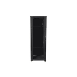 Lanberg FF01-8847-12B 19" 47U SZÉL:800mm MÉLY:800mm MAG:2270mm lapraszerelt üvegajtós fekete rack szekrény