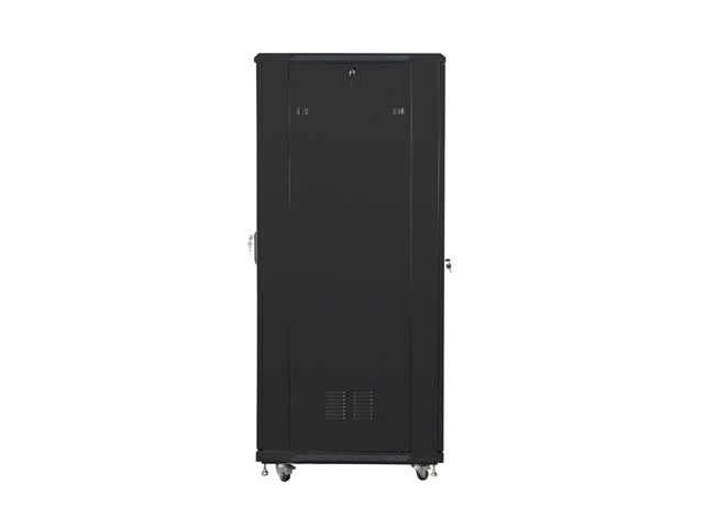 Lanberg FF01-8847-12B 19" 47U SZÉL:800mm MÉLY:800mm MAG:2270mm lapraszerelt üvegajtós fekete rack szekrény