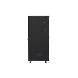 Lanberg FF01-8847-12B 19" 47U SZÉL:800mm MÉLY:800mm MAG:2270mm lapraszerelt üvegajtós fekete rack szekrény