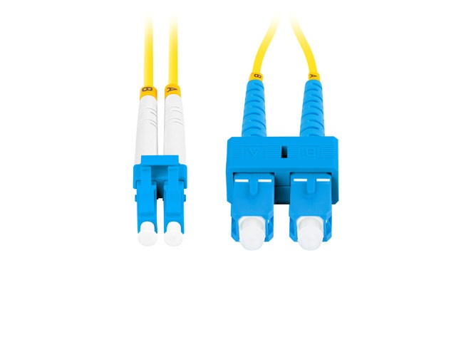 Lanberg FO-SULU-SD11-0050-YE duplex optikai patch kábel 2xSC/UPC + 2LC/UPC csatlakozóval, duplex 9/125 LSZH, 5m