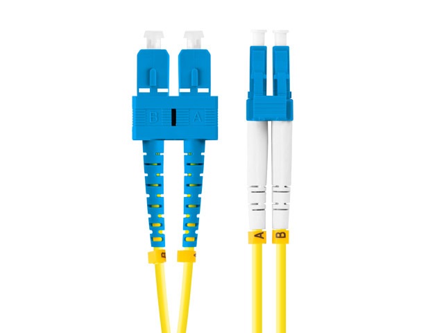 Lanberg FO-SULU-SD11-0050-YE duplex optikai patch kábel 2xSC/UPC + 2LC/UPC csatlakozóval, duplex 9/125 LSZH, 5m