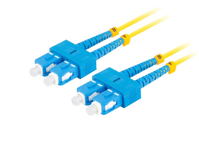 Lanberg FO-SUSU-SD11-0020-YE duplex optikai patch kábel 4xSC/UPC csatlakozóval, duplex 9/125 LSZH, 2m