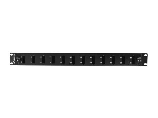 Lanberg FOP1-12SD-LQB 19" 1U 12xSC duplex vagy 12xLC Quad fekete kihúzható optikai üres patch panel