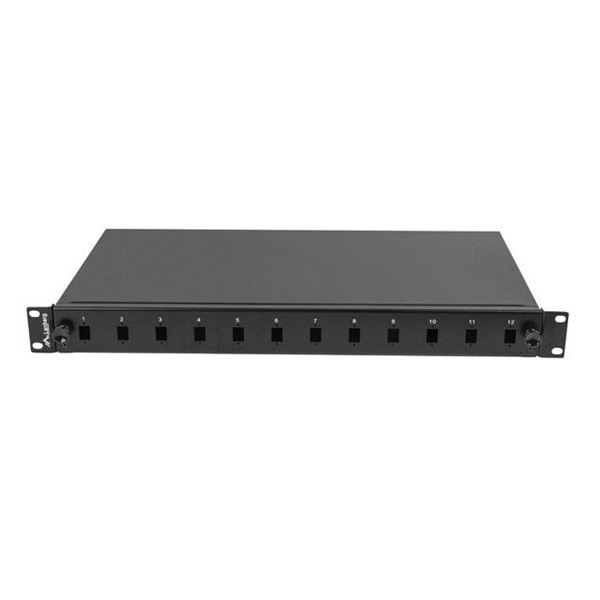 Lanberg FOP1-12SS-LDB 19" 1U 12xSC simplex vagy 12xLC duplex fekete kihúzható optikai üres patch panel