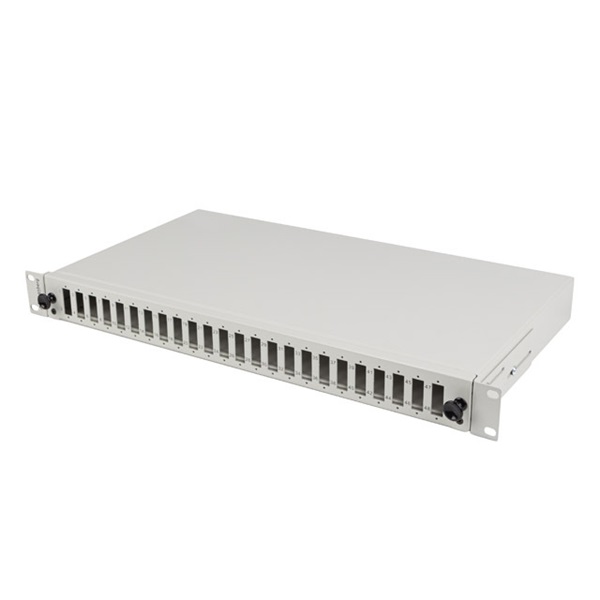 Lanberg FOP1-24SD-LQS 19" 1U 24xSC duplex vagy 24xLC Quad szürke kihúzható optikai üres patch panel