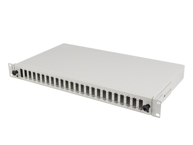 Lanberg FOP1-24SD-LQS 19" 1U 24xSC duplex vagy 24xLC Quad szürke kihúzható optikai üres patch panel