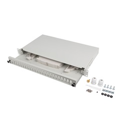 Lanberg FOP1-24SD-LQS 19" 1U 24xSC duplex vagy 24xLC Quad szürke kihúzható optikai üres patch panel