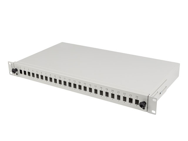 Lanberg FOP1-24SS-LDS 19" 1U 24xSC simplex vagy 24xLC duplex szürke kihúzható optikai üres patch panel