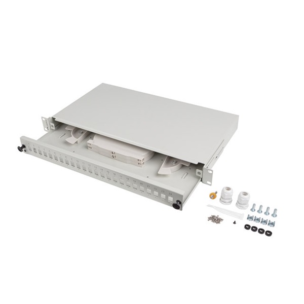 Lanberg FOP1-24SS-LDS 19" 1U 24xSC simplex vagy 24xLC duplex szürke kihúzható optikai üres patch panel