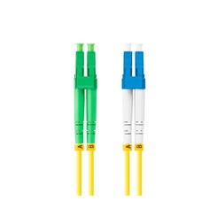 Lanberg FO-LALU-SD11-0010-YE Monomódusú duplex optikai patch kábel 2xLC/APC-2xLC/UPC csatlakozóval 1m