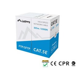 Lanberg LCF5-11CU-0305-S Cat.5e F/UTP AWG24 Eca PVC 305m árnyékolt szürke fali kábel