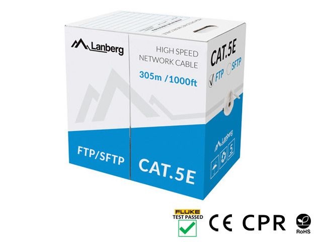 Lanberg LCF5-11CU-0305-S Cat.5e F/UTP AWG24 Eca PVC 305m árnyékolt szürke fali kábel