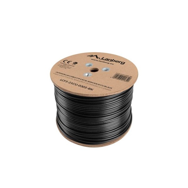 Lanberg LCF5-21CU-0305-BK Cat.5e F/UTP AWG24 Fca PE 305m árnyékolt fekete kültéri kábel