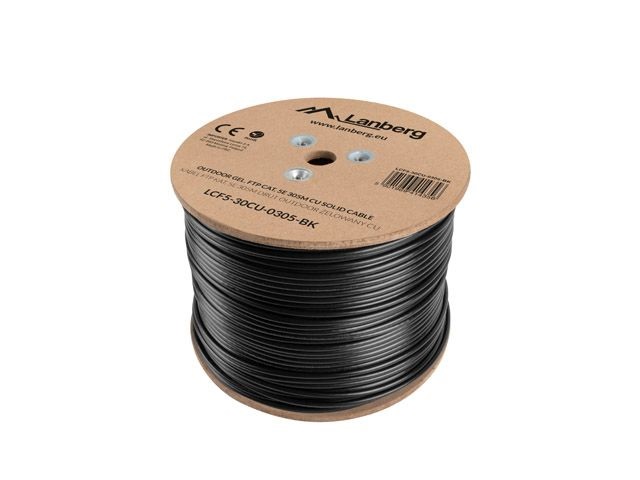 Lanberg LCF5-30CU-0305-BK Cat.5e F/UTP AWG24 Fca PE+PVC 305m árnyékolt zselés kültéri fekete kábel
