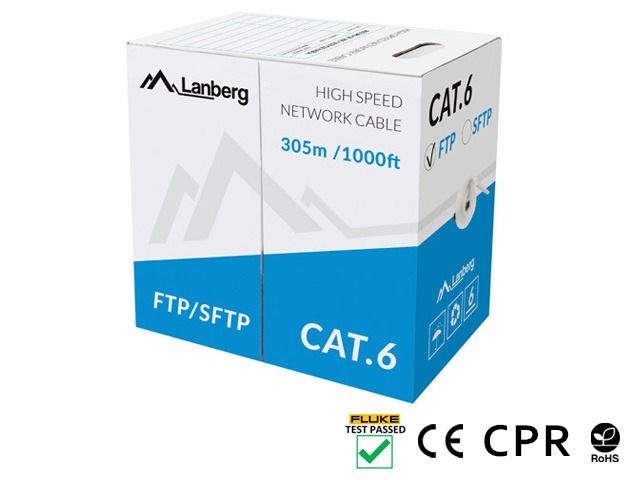 Lanberg LCF6-11CU-0305-S Cat.6 F/UTP AWG23 Eca PVC 305m árnyékolt szürke fali kábel