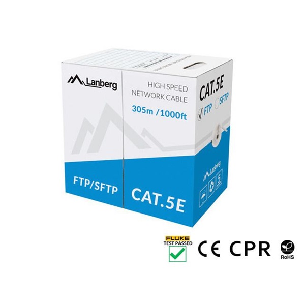 Lanberg LCS5-11CU-0305-S Cat.5e SF/UTP AWG24 Eca PVC 305m árnyékolt szürke fali kábel