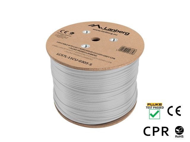 Lanberg LCS7L-11CU-0305-S Cat.7 S/FTP AWG23 Dca LSZH 305m árnyékolt szürke fali kábel