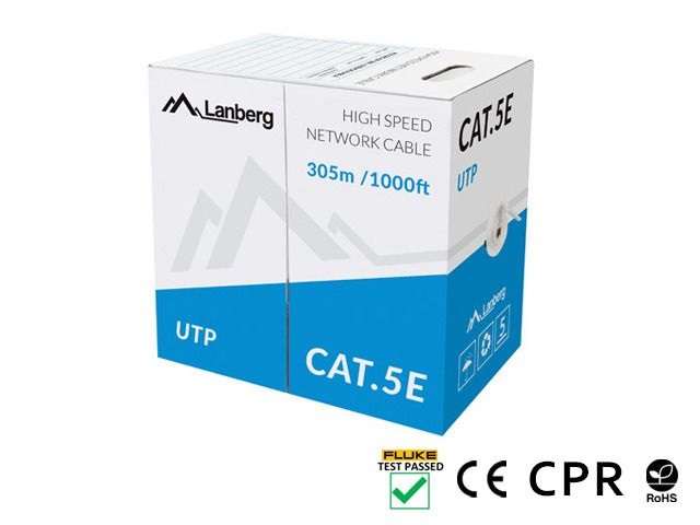 Lanberg LCU5-11CU-0305-S Cat.5e U/UTP AWG24 Eca PVC 305m árnyékolatlan szürke fali kábel