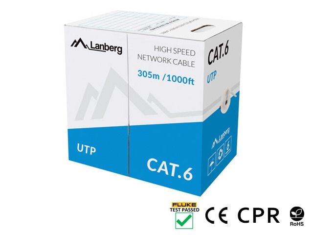 Lanberg LCU6-11CU-0305-S Cat.6 U/UTP AWG24 Eca PVC 305m árnyékolatlan szürke fali kábel