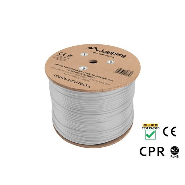 Lanberg LCUF6L-11CU-0305-S Cat.6 U/FTP AWG23 Dca LSZH 305m árnyékolt szürke fali kábel
