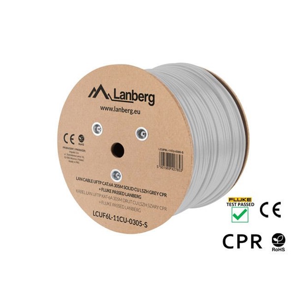 Lanberg LCUF6L-11CU-0305-S Cat.6 U/FTP AWG23 Dca LSZH 305m árnyékolt szürke fali kábel
