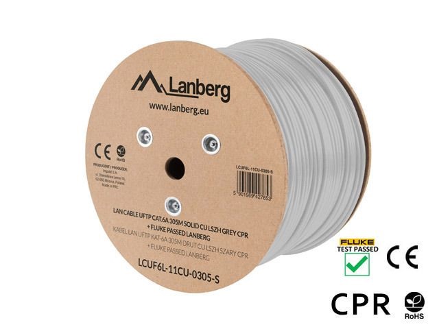 Lanberg LCUF6L-11CU-0305-S Cat.6 U/FTP AWG23 Dca LSZH 305m árnyékolt szürke fali kábel