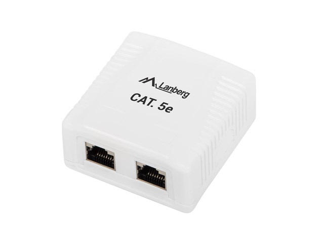 Lanberg OS5-0002-W Cat.5E FTP 2xRJ45 dupla árnyékolt fali aljzat