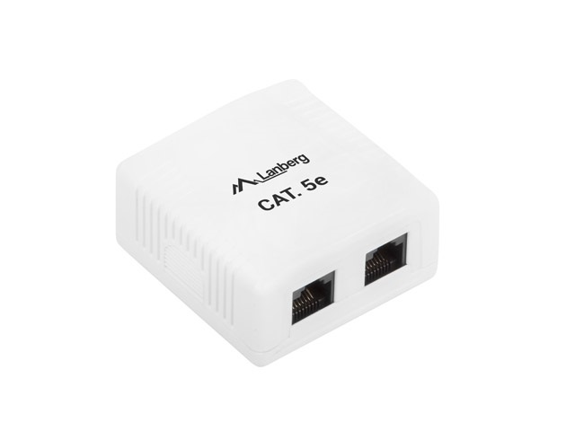 Lanberg OU5-0002-W Cat.5E UTP 2xRJ45 dupla árnyékolatlan fali aljzat