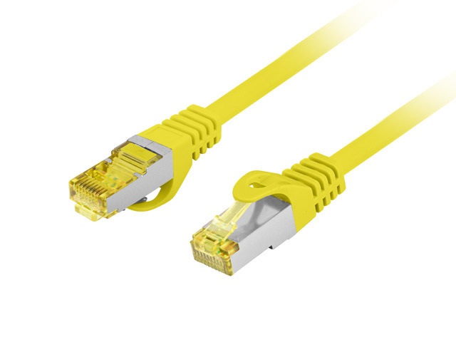 Lanberg PCF6A-10CU-0025-Y Cat.6A S/FTP AWG27 LSZH árnyékolt sárga patch kábel 0,25m