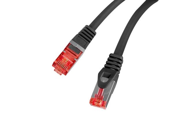 Lanberg PCF6-10CU-0025-BK Cat.6 F/UTP AWG26 LSZH árnyékolt fekete patch kábel 0,25m